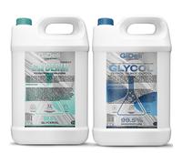 GiDeli Glycérine 99,5 % + propylène glycol 99,5 % - Lot de 2 matières premières pour cosmétiques, pharmaceutiques, chimiques, laboratoires et applications techniques - Total de 10 l dans 2 bidons