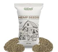 GiDeli Graines de chanvre 25 kg non pelées - Nourriture pour oiseaux riches en protéines - Aliment riche en énergie - Pour oiseaux sauvages, chevaux, bovins, porcs, volailles