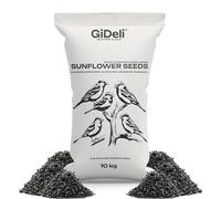 GiDeli Graines de Tournesol Noires 10 kg - Nourriture pour Oiseaux | pour oiseaux sauvages toute l'année, nourriture pour chevaux et petits animaux