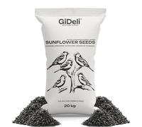 GiDeli Graines de tournesol noires - 20 kg - Nourriture pour oiseaux sauvages - Nourriture pour chevaux et petits animaux