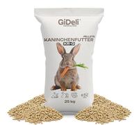 GiDeli Granulés pour Lapin 25kg - Aliment Complet à Base de Luzerne et Céréales avec Coccidiostatique - Idéal pour Lapin Adulte, Lapereau et Nain - sans Tri Sélectif - 17% Protéines