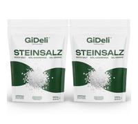 GiDeli Gros Sel Gemme 2 x 1 kg - Cristaux Non Iodés pour Moulin et Cuisson | cristaux cassés de taille irrégulière, deux sachets séparés, eau de cuisson, saumure, bocaux maison, poisson séché