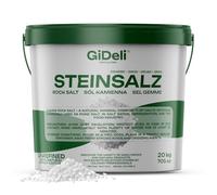 GiDeli Gros sel gemme 20 kg naturel non raffiné sans additifs pour salle de bain, nourriture, refroidissement routier