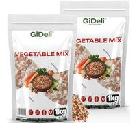 GiDeli Légumes pour Soupe Séchés 2x1kg - Garniture pour Soupe sans Sel | Légumes séchés en morceaux, épice pour bouillon pour ragoûts et sauces, seau avec couvercle et poignée