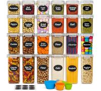 GiDeli Lot de 24 Boîtes de Conservation avec Couvercles Hermétiques | grands contenants en plastique sans BPA, organisateurs pour farine, sucre et céréales, avec stylo et étiquettes