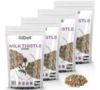 GiDeli Lot de 4 graines de chardon-marie - 100 % graines entières sans additifs pour l'alimentation quotidienne - Teneur naturelle en silymarine - Idéal pour yaourt, céréales, smoothies et salades