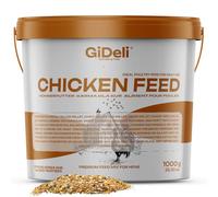 GiDeli Nourriture pour poulet 1 kg dans un seau - Farine de levure - Nourriture complète pour poulets - Nourriture pour grains de volaille pour une performance de ponte optimale et une formation