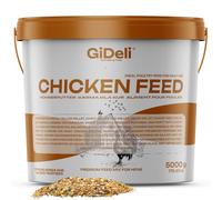 GiDeli Nourriture pour poulets de 5 kg dans un seau - Farine de levure - Nourriture complète pour poulets - Nourriture pour grains de volaille pour une performance de ponte et une formation d'œufs
