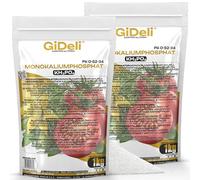 GiDeli Phosphate Monopotassique MKP 2 x 1 kg - Engrais Hydrosoluble | pour fertirrigation et usage foliaire, favorise floraison et fructification, sans azote, pour potager et serre