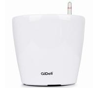 GiDeli Pot de fleurs auto-arrosant - Pot d'arrosage automatique avec indicateur de niveau d'eau - Pots de fleurs protégeant contre le débordement et la pourriture - Pot de plantation économe en temps