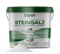 GiDeli Sel de pierre fine de 1 kg dans un seau - Sel avec de multiples possibilités d'utilisation - Sel naturel non raffiné et sans additifs - Sel cristallin pur Halit