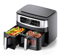 Gidgimo Friteuse sans Huile 10L 2 Tiroir, Air Fryer 2 Compartiments 9in1 Programmes de Cuisson, Max 230° Air Fryer XXL avec Fenêtre, Écran Tactile, Smart Finish&Match Cook, -80 % de Graisse - G230 Max