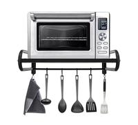 GIDRLL Étagère pour micro-ondes - Montage mural - En acier inoxydable / acier au carbone - Avec 6 crochets - Support de cuisine stable - Gain de place - Pour micro-ondes et four - 53 x 38 x 18 cm