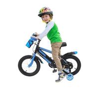 GIDRLL Vélo enfant 14 pouces réglable en hauteur BMX Freestyle pour garçons et filles à partir de 3 à 6 ans avec roues stabilisatrices, bouteille d'eau et double système de freinage