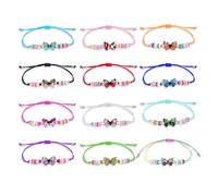 GIDWRIY 12 Pièces Bracelet Enfant Papillon,Bracelet Amitié Fille Kit,Bracelets Tressé Réglable,Bracelets Cadeau Anniversaire,Bijoux Colorés pour Garçons Filles,Cadeaux D'Anniversaire Enfants