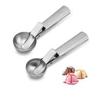 GIDWRIY 2 Pcs Cuillere à Glace en Acier Inoxydable,Boulier Glace Rond Avec Gâchette,Cuillère à Crème Glacée,Ice Cream Scooper,Cookie Dough Scoop,Cuillere Glaces Boule Inox,Cuillères Sphériques Trigger
