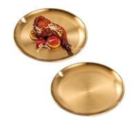 GIDWRIY 2 pcs Plateau Rond Doré 20 cm, Plateau Acier Inoxydable Doré, Plateau Decoratif Table, Plateau Doree Metal,Plateau Bijoux Doré,Assiette Bougie,Plat Rond Decoratif,Maquillage Plateau Cosmétique