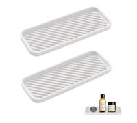 GIDWRIY 2 Pièces Organiseur évier en Silicone, Porte-Savon Cuisine Antidérapant, Support Éponge, Rangement Savon, Organisateur Cuisine Silicone-Blanc