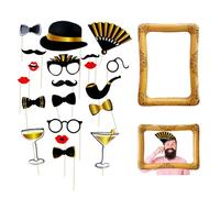 GIDWRIY 21 Pcs Accessoire Photobooth Anniversaire,Photo Booth Props,Accessoires Photomaton Mariage,Kit Photobooth Dcorations,Masquerade Accessoires Fête Photo,Cadre Photos Gonflable pour Homme Femme