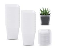 GIDWRIY 24 Pièces Godet Semis Plastique 7 cm,Petit Pot de Fleur Transparent,Pots de Plantes Intérieur Exterieur,Flower Pot de Culture,Godets de Repiquage Carre,Pot de Rempotage Orchidées,Cactus,Herbes