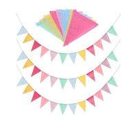 GIDWRIY 3 Pièces Guirlande de Fanions Multicolore,Guirlande Anniversaire Tissu,Guirlandes Fanions Drapeau,Triangle Bannière Multicolore Banderole,Guirlandes Exterieure Fete,Fanion Deco Jardin