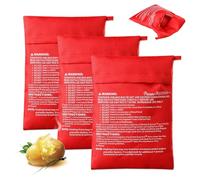 GIDWRIY 3 Pièces Sac Pomme de Terre Micro Onde,Sacs de Cuisson RéUtilisables,Sac de Cuisson Lavable,Sachet Cuisson Vapeur,Pochette pour Micro Ondes,Sac a Patate Potato Express pour Cuisine-Rouge