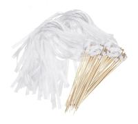 GIDWRIY 30 Pièces Baguette de Ruban Mariage,Baguette Clochette Mariage,Baguettes Banderole avec Cloches,Bâtons de Ruban avec Dentelle Mariages,Baguettes Magiques à Decorer en Dentelle,Baton Ribbon