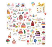 GIDWRIY 4 Feuille Stickers Anniversaire,Autocollant Scrapbooking Anniversaire,Happy Birthday Stickers Ordinateur Portable,Fête Autocollant Album Photo Bebe,Aesthetic Sticker Cadeaux pour Décoration
