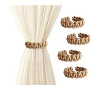 GIDWRIY 4 Pièces Embrasse de Rideaux Tressé Bohème,Support de Rideau pour Macramé,Attache Rideau sans Percage Corde,Pince à Rideaux Decoration,Accessoires de Chambre pour La Maison et Le Bureau