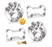 GIDWRIY 4 Pièces Emporte Pièces en Forme de Chien,Emporte Piece Gateau Inox,Emporte Pieces Patisserie Chien,Emporte Piece Moule Biscuit pour Chien,Emportes Piece Patte de Chien,Cookie Cutter Dog