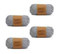 GIDWRIY 4 Pièces Fil pour Crochet Gris,Polyester Yarn,Tshirt Yarn,Fil de Coton Epais pour Crochet,Fils pour Crocheter Sac a Main,Thick Cotton Yarns,Douce Fils à Tricoter pour Adulte Bricolage