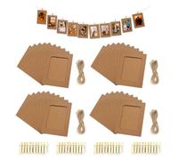 GIDWRIY 40 Pièces Guirlande Photo 11.5×15.5 CM,Porte Photo Mural avec 40 Pince en Bois et 4 Corde en Jute,Cadre Photos en Carton 6 Pouces,Accroche Photos Pince,Cadre Mural Decoratif pour Anniversaire