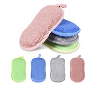 GIDWRIY 8 Pcs éponge Réutilisable Lavable,éponge Microfibre Vaisselle,Eponge Grattante Cuisine,Eponge Salle de Bain Nettoyage,Doubles Durable éponges Douce,éponges à Récurer,Eponges Grattoir Casserole