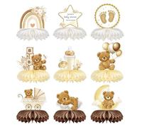 GIDWRIY 9 Pièces Centre de Table en Nid D'abeilles,Decoration Centre de Table Baby Shower,Deco de Table Baby Shower,Decoration Bapteme Fille,Décorations Première Communion pour Anniversaire Fête