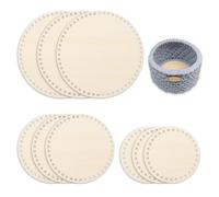 GIDWRIY 9 Pièces Fond de Panier en Bois à Crocheter 15/20/25 CM,Panier Rond Bois Naturel,Fond de Sac à Crocheter,Base de Panier Crochet,Panier Tressage,Panier à Tricoter pour Le Panier Bricolage