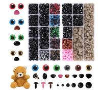 GIDWRIY 915 Pcs Yeux pour Peluche,Yeux de Sécurité Crochet,Nez de Securite Amigurumi,Safety Eyes,Yeux pour Poupée Coloré Avec Rondelles,Yeux en Plastique Animaux,Yeux Peluche à Coudre,Yeux D'Artisanat
