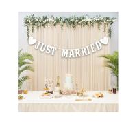 GIDWRIY Banniere Just Married Guirlande Mariage,Banderole Mariage Just Married,Décoration Mariages Vintage,Deco Mariages Guinguette,Banderole Vive Les Mariés pour Fête de Jardin, Voiture, Mariages