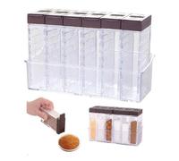 GIDWRIY Boite à Épices Plastique 6 en 1,Boite Epice Voyage,Pot Epices Cuisine Camping,Bocaux Epice Rangement avec Couvercle,Spice Jars,Boîtes Assaisonnement Transparente pour Sel, Poivre, Sucre