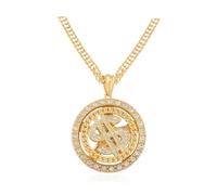 GIDWRIY Collier Hip Hop Homme Femme,Collier Dollar Bling Bling,Chaine Deguisement,Chaîne Avec Signe Dollar Rappeur,Accessoires de Rappeur,Chaine Hip Hop,Chaîne avec Pendentif Dollars pour Fête-Or
