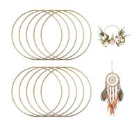 GIDWRIY Lot De 10 Cercle Metal Macrame 15 CM,Anneaux pour Art Floral,Anneau Attrape Rêve,Cerceaux Metal Deco,Cerceau Mariage Couronne de Fleurs Murale,Cercle en Fer Loisir Creatif pour DIY - OR