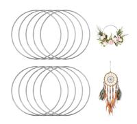GIDWRIY Lot De 10 Cercle Metal Macrame 15 CM,Anneaux pour Art Floral,Anneau Attrape Rêve,Cerceaux Metal Deco,Cerceau Mariage Couronne de Fleurs Murale,Cercle en Fer Loisir Creatif pour DIY - Argent