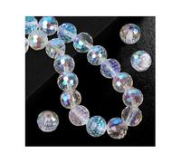 GIDWRIY Lot de 100 Perles en Verre à Facettes 10 mm,Perle Cristal,Perles Rondes à Facettes,Perles en Verre pour Bracelet,Perles Brillantes,Glass Beads for Jewelry Making pour Fabrication de Bijoux