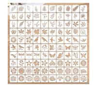 GIDWRIY Lot de 100 Pochoir Peinture,Plastique Reutilisable Pochoir Scrapbooking,Diy Pochoirs Dessin Enfant Adulte,Pochoirs à Fleurs Oiseaux,Stencils For Painting,Template de Peinture pour Décoration