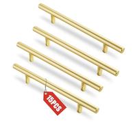 GIDWRIY Lot de 15 Poignee de Meuble Cuisine Doré 128 mm, Poignée de Porte Acier Inoxydable, Poignée Tiroir Entraxe, Poignées pour Placards, Poignee Cuisine Comtemporain, Poignée Meuble Salle de Bain