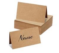 GIDWRIY Lot de 150 Marque Place Bapteme 9 X 10 cm,Porte Nom Mariage Table Brun,Communion Marque Place Anniversaire,Carte de Place Kraft,Carton de Placement de Table,Cartes de Réception pour Fête