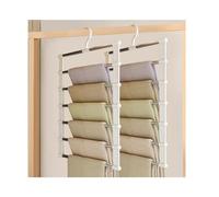 GIDWRIY Lot de 2 Cintres Pliable Pantalon en Acier Inoxydable,Cintre Jeans Gain de Place,Pants Rack,Porte-Pantalons Multifonctionnel,Cintre Pantalon Antidérapant,Cintres Pantalons 6 en 1 pour Écharpes