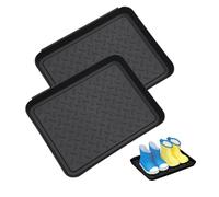 GIDWRIY Lot de 2 Plateaux à Chaussures 35 X 27,5 X 3 cm,Bac Chaussures Exterieur,Plateau égouttoir pour Bottes,Bac D'égouttement,Tapis Chaussures Plastique,Porte Chaussure pour Pot de Fleur Gamelle