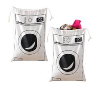 GIDWRIY Lot de 2 Sac Linge Sale Voyage Coton 46 X 62 cm,Pochon Linge Sale RéUtilisables,Sac de Rangement Avec Cordon,Lavable Sacs à Linges Pliable,Laundry Bag Travel,Sacs Portable pour Vêtement-Blancs