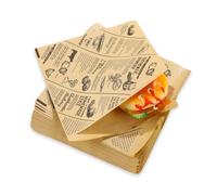 GIDWRIY Lot de 200 Emballage Alimentaire 15x15 cm,Emballage Hamburger Frite,Journal Papier Wrap Buffet Kraft,Sac à Sandwich Papier Ingraissable Alimentaire,Papiers Anti Graisse,Sac à Snacks pour Pizza