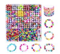 GIDWRIY Lot de 2300 Perles pour Bracelet Enfant,Colliers de Perles Fabrication Bijoux,Kit Perles Multicolore,Bricolage Perles de Lettres,Diy Perle Travaux Manuels,Argile PolymèRe Perles D'Espacement